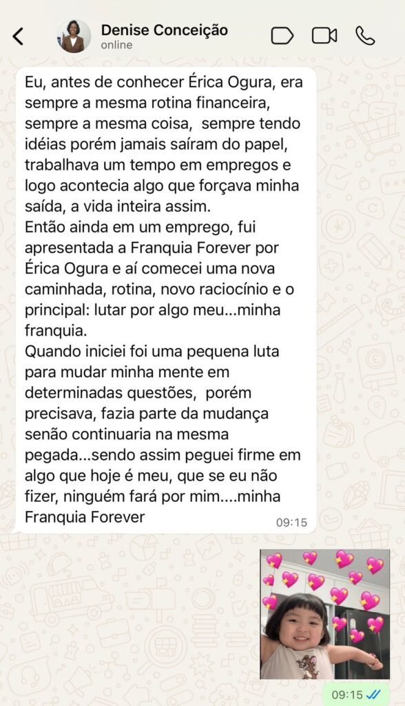 Depoimento de Denise Conceição no WhatsApp